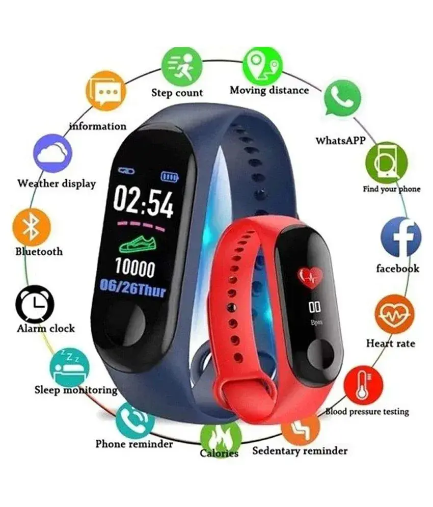 Exxelo STOCK CLEARANCE SALE Wireless Fitness Tracker M3 Comfortable Band for Gymming Running Jogging Playing etc