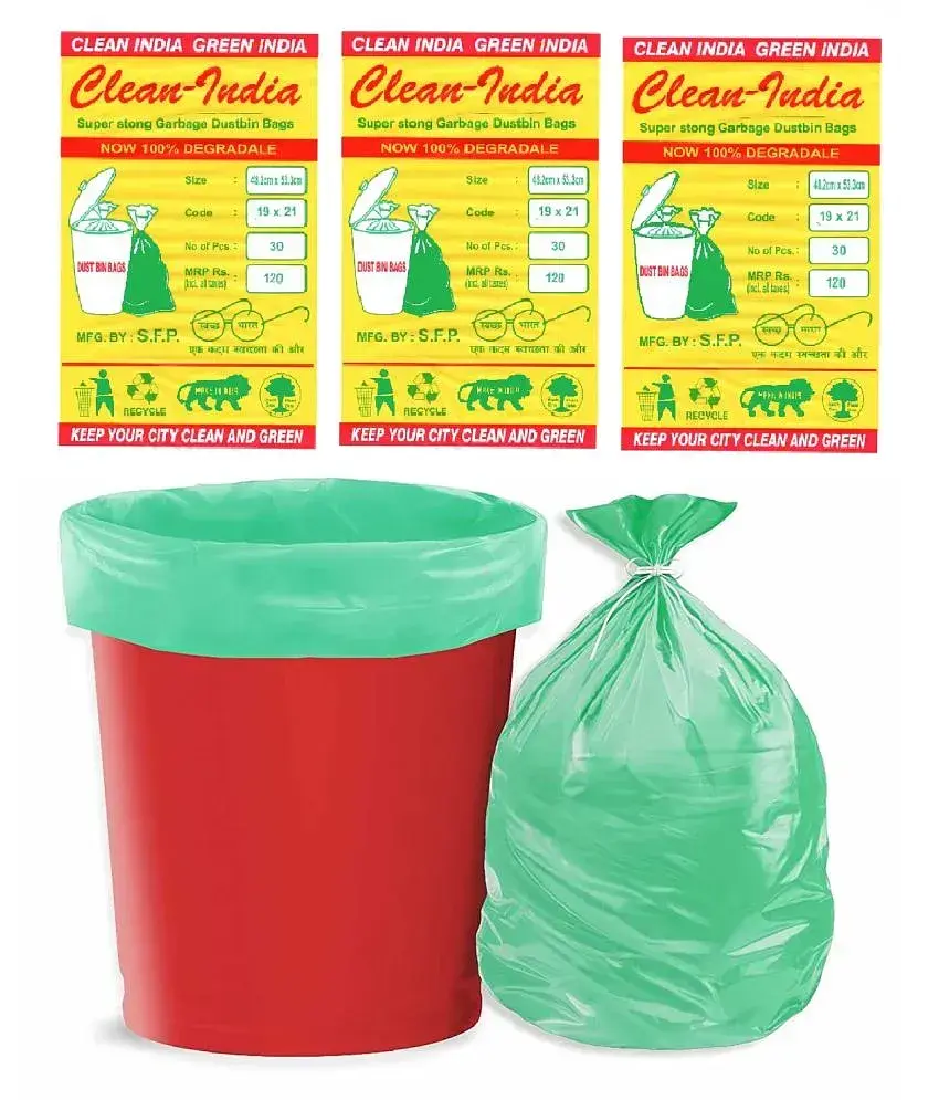 Buy C I 3 Packs Medium Disposable Garbage Bags for Dry Waste Green Color 90 pcs Online at Best Price in India Snapdeal