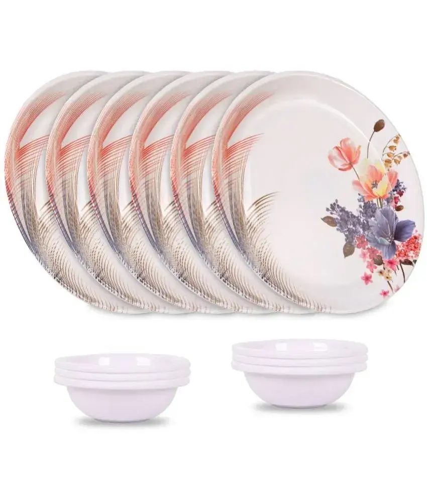 HomePro Boss 6 Full Plate 6 Bowl Set Multicolor Melamine Dinner Set Pack of 12 Buy Online at Best Price in India Snapdeal