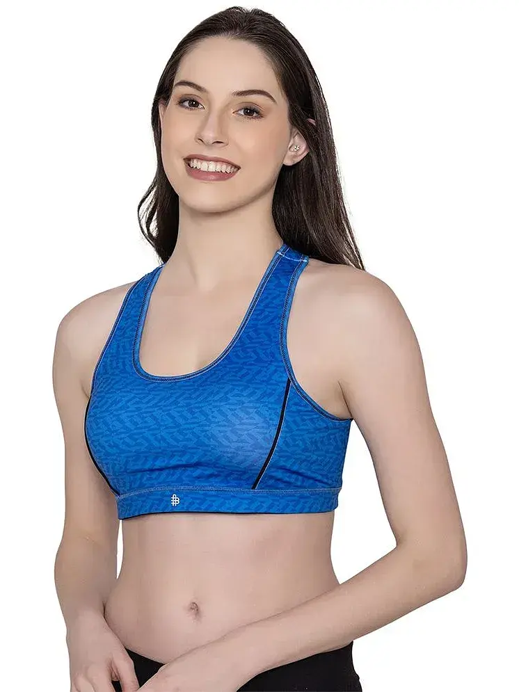 Bonjour Blue Cotton Lightly Padded Women s Sports Bra Pack of 1